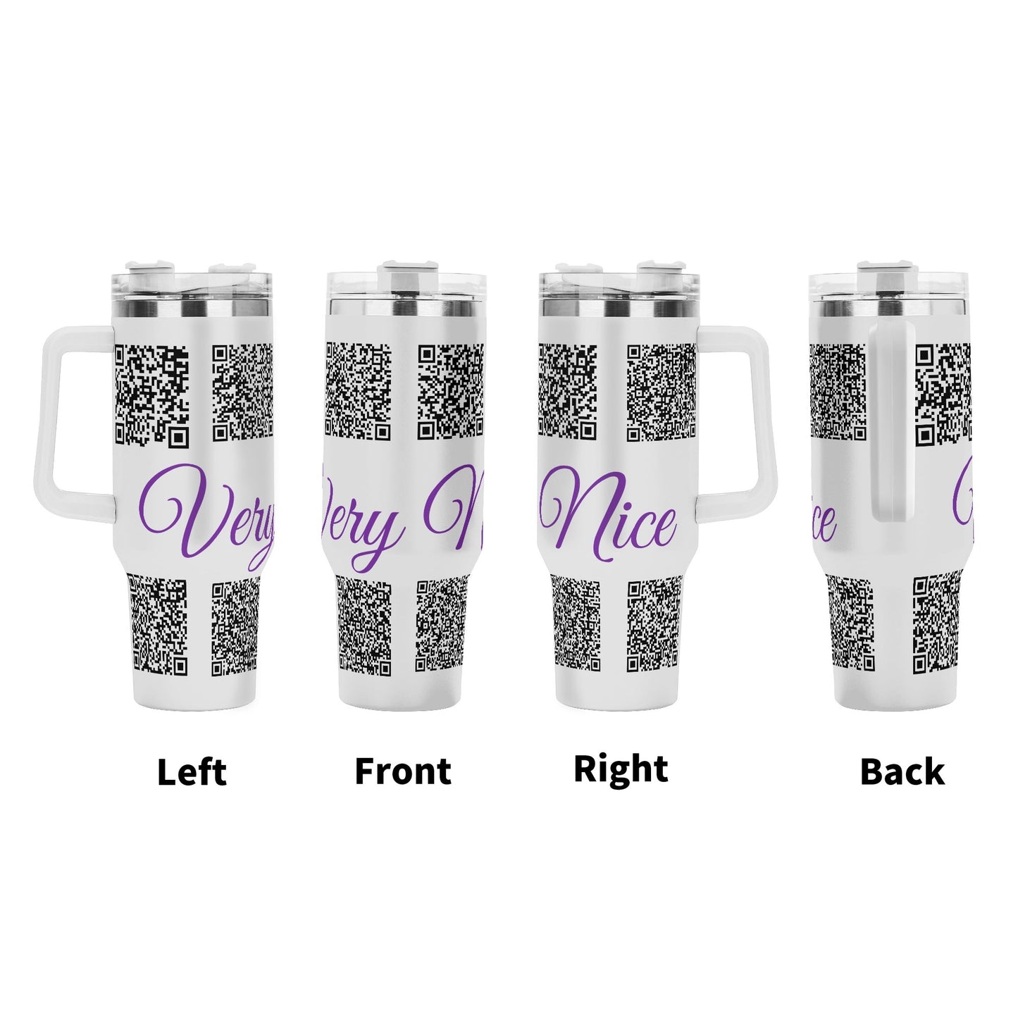 Personalized 40oz Stainless Steel Tumbler Gift With White Handle and Straw