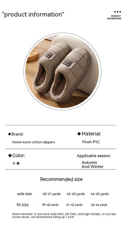 Men's Cotton  Winter Household Woolen Thick Bottom And Warm Keeping Slippers