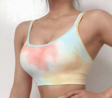 Tie-Dye Yoga Suit Sexy Seamless Knitted Fitness Sports Tight Suit Women