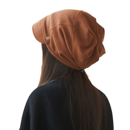 Japanese Style Beanie Hat Small Face Sleeve Cap Big Head Circumference Pile Style