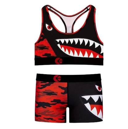 Women 2pcs Outfit Shorts Set Female Bra And Boxers Club Spandex Sleeveless Vest Shorts Spandex Suits Womens Sports Two Piece Set