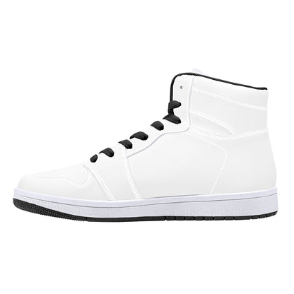 High-Top Synthetic Leather Sneakers - Black