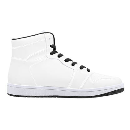 High-Top Synthetic Leather Sneakers - Black