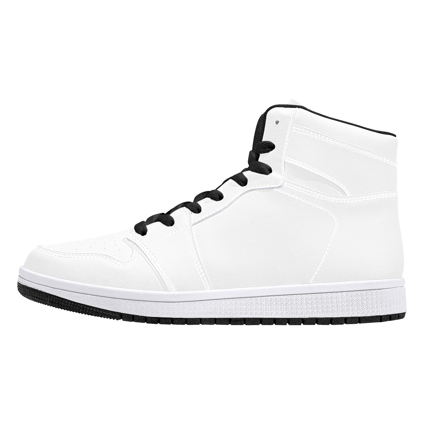 High-Top Synthetic Leather Sneakers - Black