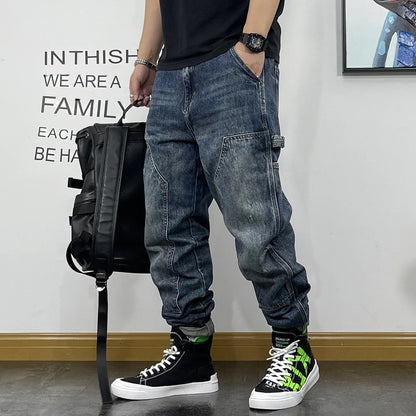 American Fashion Hip Hop Cargo Jeans Streetwear Skateboard Harem Trousers Men