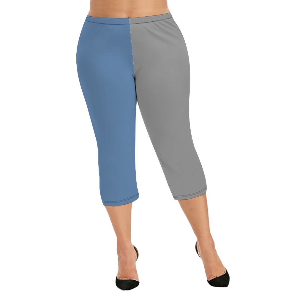 Custom Women's Capri Pants "Blue and Gray"