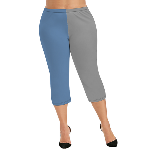 Custom Women's Capri Pants "Blue and Gray"