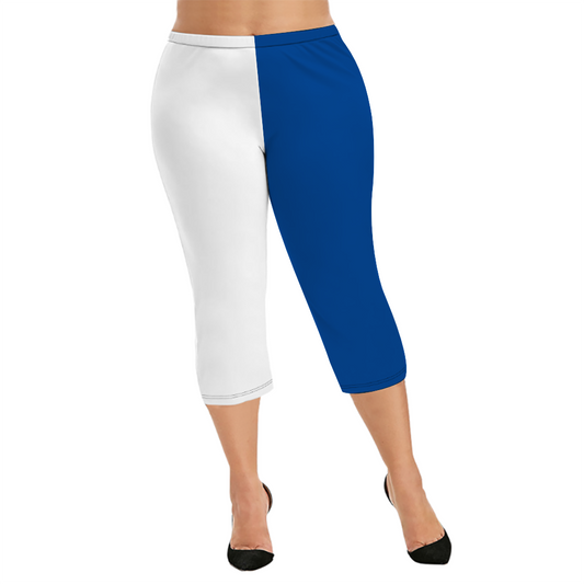 Custom Women's Capri Pants "Blue and White"