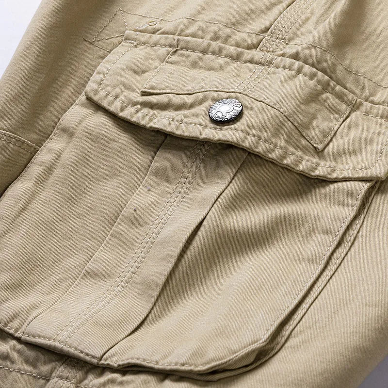 Summer Men's Baggy Multi Pocket Military Cargo Shorts Male Cotton