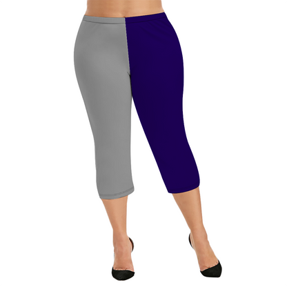 Custom Women's Capri Pants "Purple and Gray"