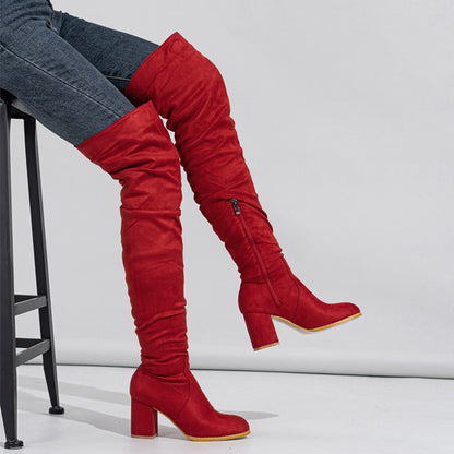 Women's Boots High-heeled Elastic Long Boots Over The Knee Boots