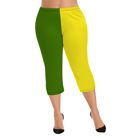 Custom Women's Capri Pants "Yellow and Green"