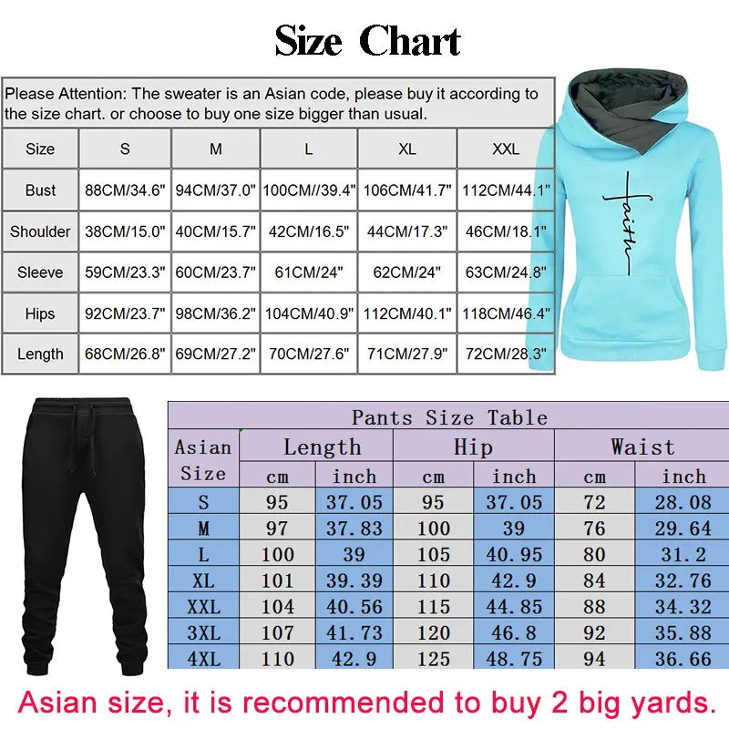 Women's Tracksuit Autumn Winter Warm Hooded Sweatshirts Female