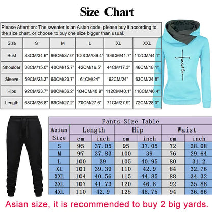 Women's Tracksuit Autumn Winter Warm Hooded Sweatshirts Female