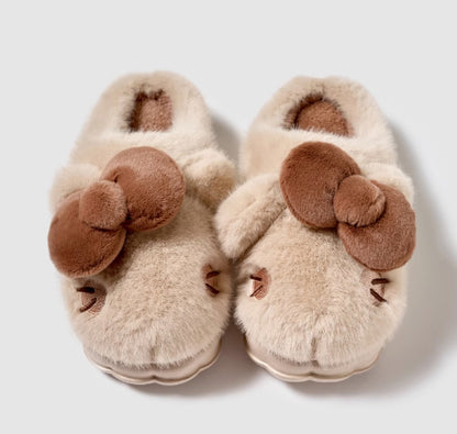 Indoor Warm Girl Plush Slippers For Home Use, Worn Outdoors In Autumn And Winter