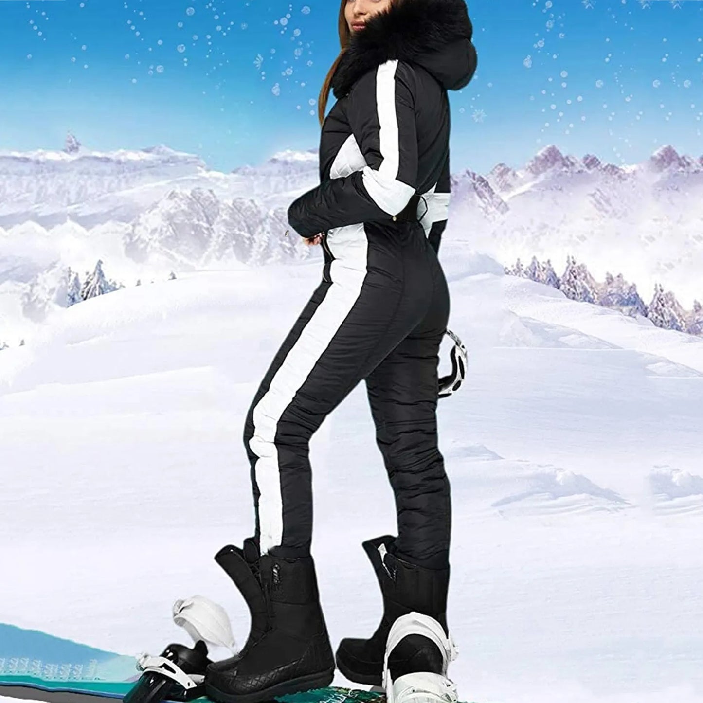 Winter Ski Suit For Women Warm Waterproof Snow Overalls Outdoor Sports Ski Jumpsuit One Piece