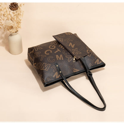 Fashion Trend Printed Shoulder Bag Retro Women's Large Capacity Two-piece Set