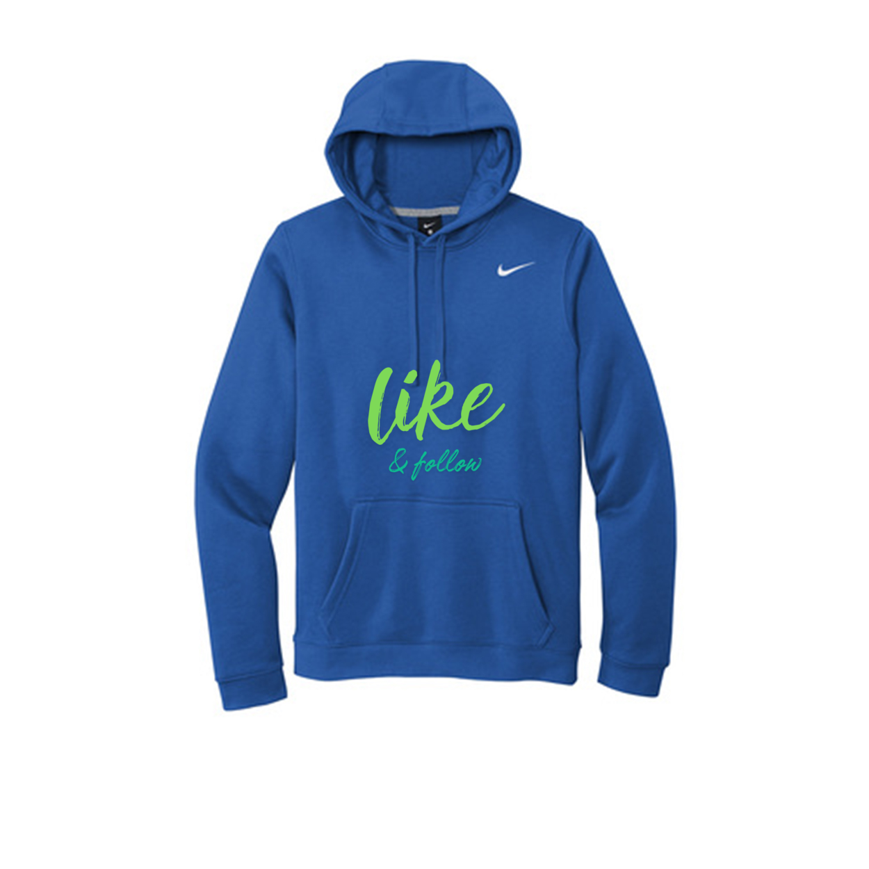 Nike Club Fleece Pullover Hoodie "Like and Follow"