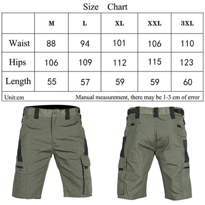 Summer Tactical Shorts Men Quick Dry Cargo Shorts Multi-Pocket Wear-Resistant Waterproof