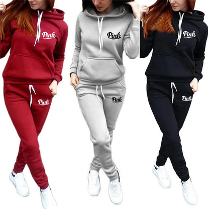 Tracksuits Women Casual Solid Warm Suits Hoodies Sweatpants Autumn Winter Pullover Sweatshirts