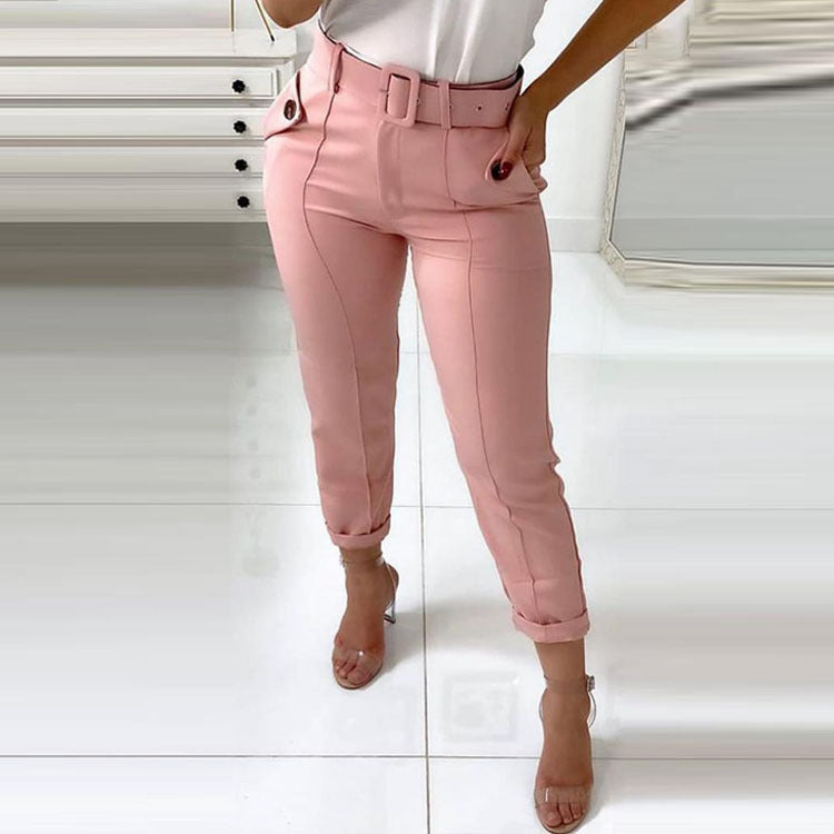 Temperament commuter trousers high waist all-match belt