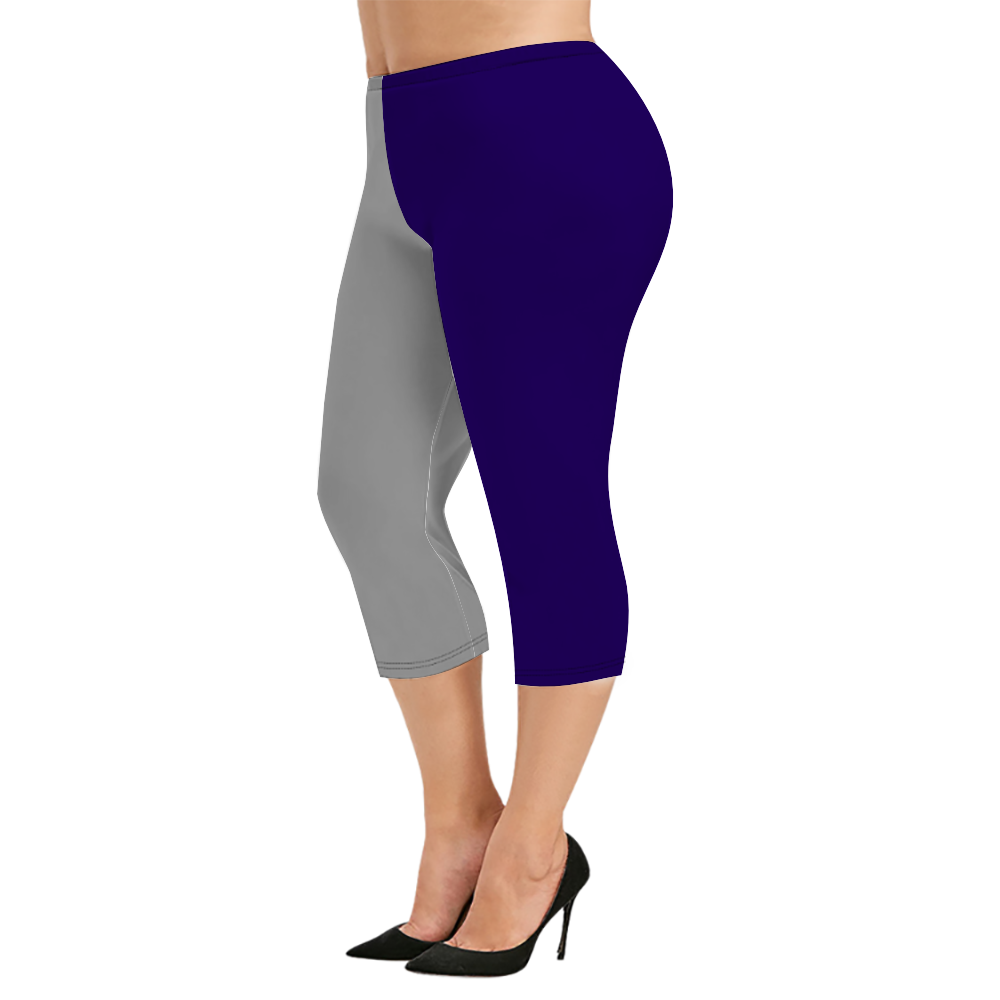 Custom Women's Capri Pants "Purple and Gray"