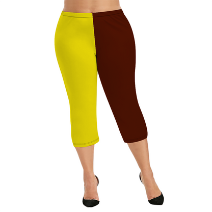 Custom Women's Capri Pants "Brown and Yellow"