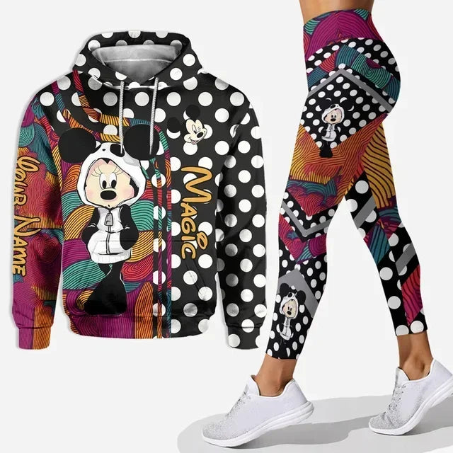 New Hello Kitty Legging Hoodie Set Disney Yoga Pants Sweatpants Women's