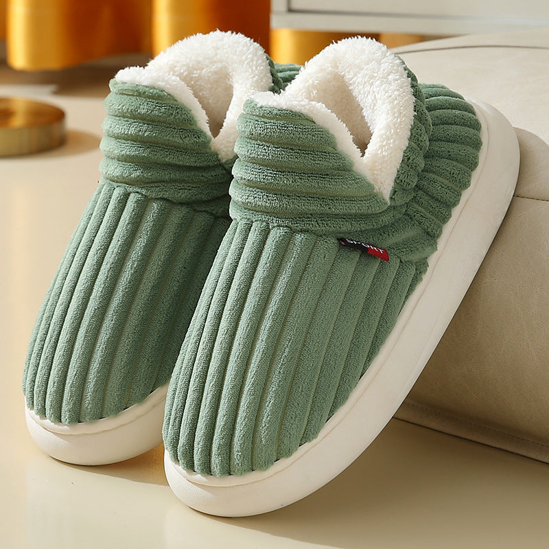 Men Winter New Women Cotton Slippers Outdoor Fashion Couple Slippers Warm Indoor Bedroom Cotton Plush Shoes Fleece Fluffy