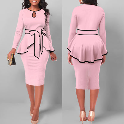 Irregular Suit Skirt Ruffle Top Back Slit Skirt