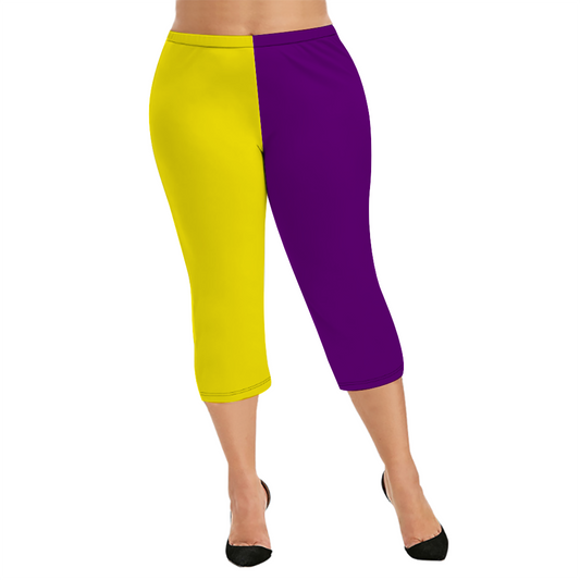 Custom Women's Capri Pants "Purple and Yellow"