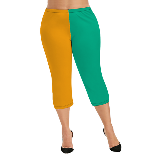 Custom Women's Capri Pants "Yellow and Green"