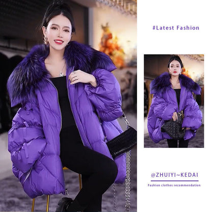 Fashion All-matching Fur Collar Cotton-padded Coat Warm Quilted Jacket