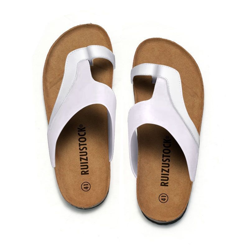 Summer Men's Cork Flip Flops Color Matching Beach Shoes