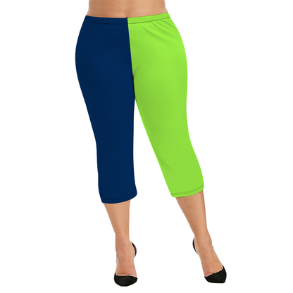 Custom Women's Capri Pants "Green and Blue"