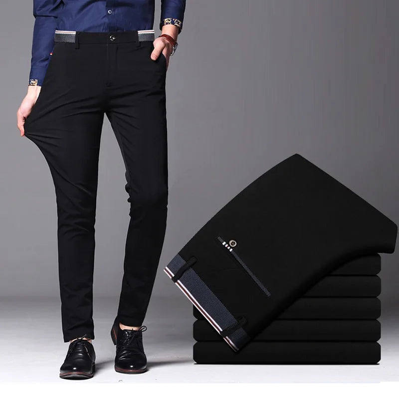 Men's Summer Fashion Business Casual Long Pants Suit Pants Male Elastic Straight