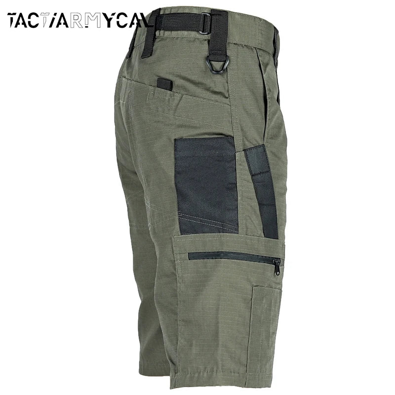 Summer Tactical Shorts Men Quick Dry Cargo Shorts Multi-Pocket Wear-Resistant Waterproof