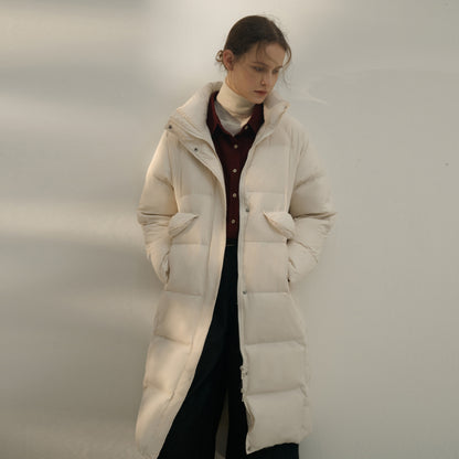 White Duck Down Long Over-the-knee Warm Coat