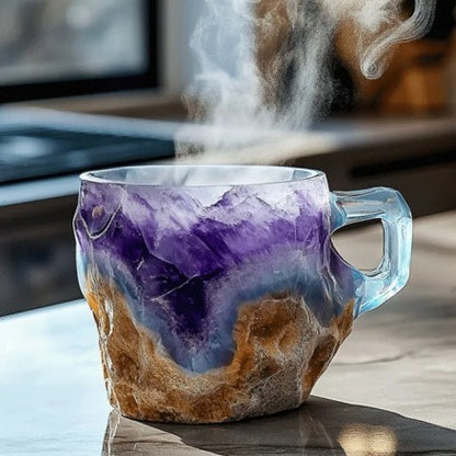 Resin Mineral Crystal Coffee Mugs With Handles Elegant Fake Mineral Crystal Cup For Workplace Home Decor Christmas Gift Kitchen Gadgets