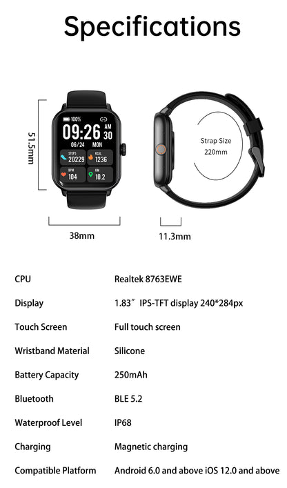 Multifunction Bluetooth Calling Sport watches waterproof