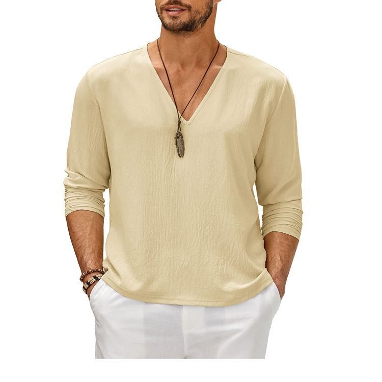 Summer British Style Men's Solid Color Patchwork Pullover