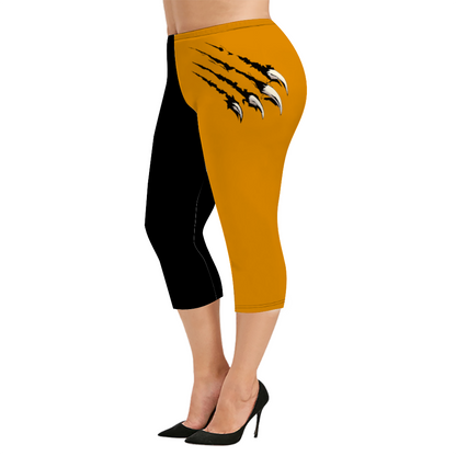 Custom Women's Capri Pants "Black and Yellow"