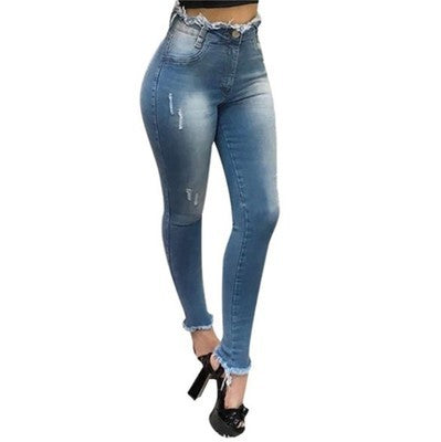 Women's straight high waist stretch jeans