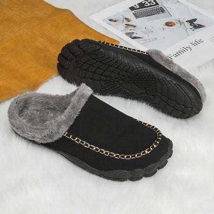 Men's Winter Warm Slippers Lightweight Anti-slip Cozy Fuzzy Winter House Slippers Wide Indoor Outdoor Shoes