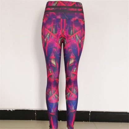 Leaf print fitness yoga pants