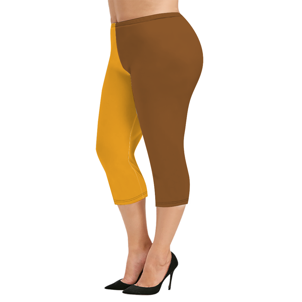 Custom Women's Capri Pants "Yellow and Brown"