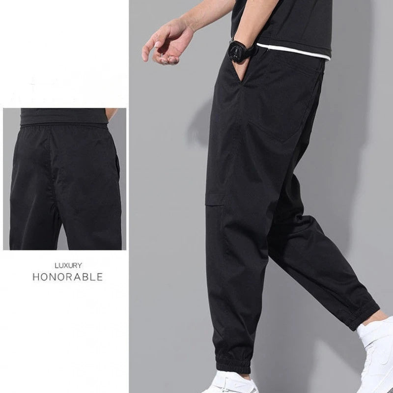 Men Cargo Pants Spring Autumn Casual Loose Elastic Outdoor Sports Trousers Male Slim Fit Casual