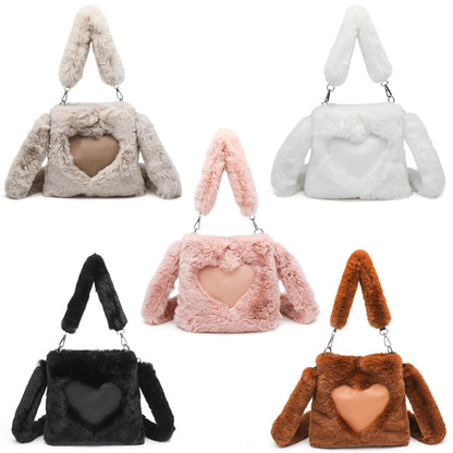 Fluffy Shoulder Bag Top-handle Bag Female Autumn Winter Handbag Plush Tote Girls Fashion Shopping Bags Handbags For Women