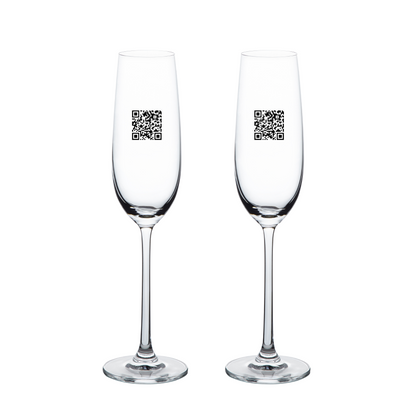 Custom Drinkware UV Printing Flute Wine Glasses Set of 2 Champagne Glasses 8 oz. "Hands off don’t loose a finger"