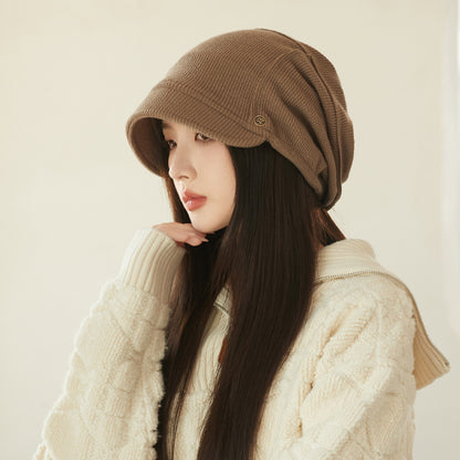 Japanese Style Beanie Hat Small Face Sleeve Cap Big Head Circumference Pile Style